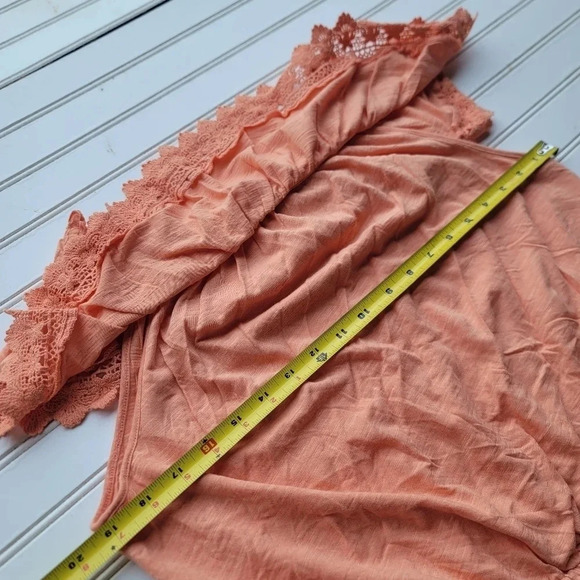 American Rag Cie Women Tank Top Blouse Off The Shoulder Lace Ruffle Orange Sz M - Picture 5 of 10